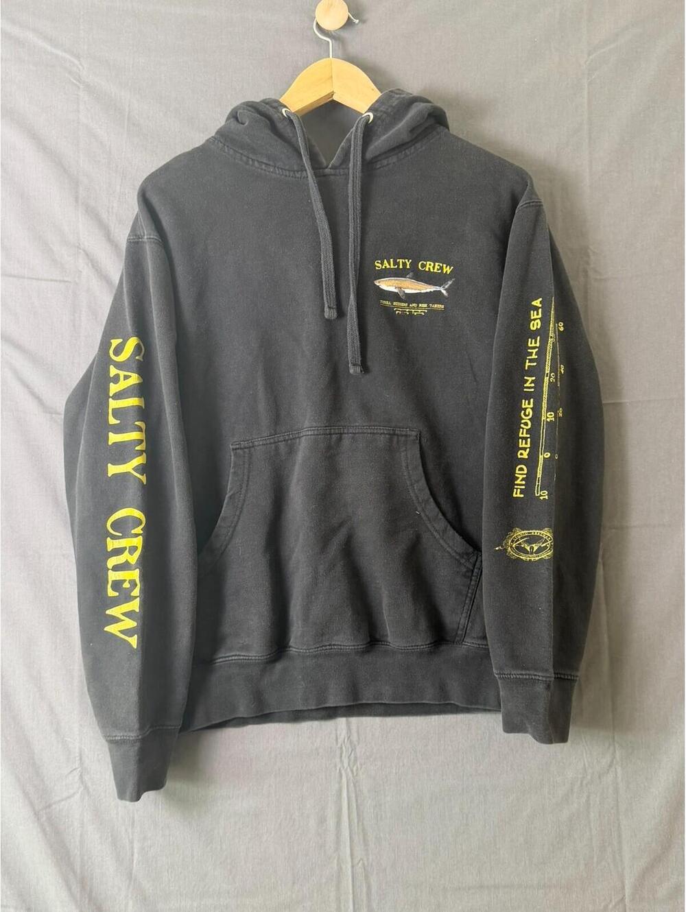 Salty Crew Black Hoodie with Yellow Graphics